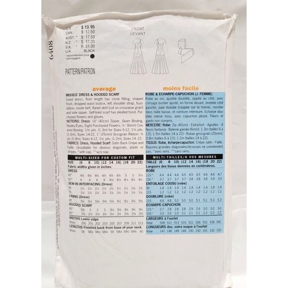 Butterick Retro 48 Misses Dress Hooded Scarf Sewing Pattern 6408 Sizes 12 14 16 - Picture 3 of 3